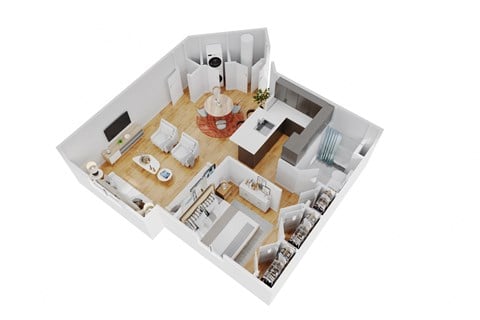 Floor plan for 1 bed, 1 bath, 875 sqft